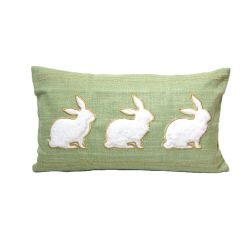 Poduszka dekoracyjna Zajączki 48x28cm Zielona